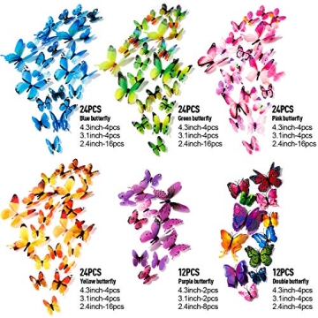 120PCS 3D Colorful Butterfly Stickers - DIY Wall Decor