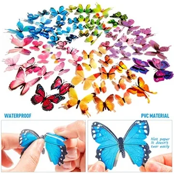 120PCS 3D Colorful Butterfly Stickers - DIY Wall Decor