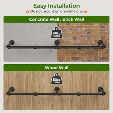 GREENSTELL Industrial Wall Mounted Clothing Rack