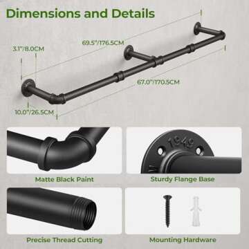 GREENSTELL Industrial Wall Mounted Clothing Rack