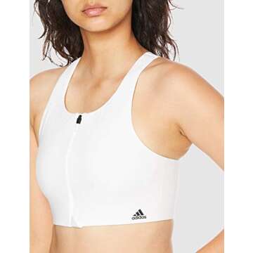 adidas womens Ultimate AEROREADY Designed 4 Training Fitness Gym Training Pilates Yoga Compression High Support Workout Bra White 34C