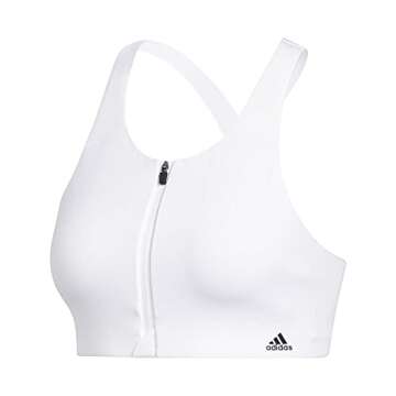 adidas womens Ultimate AEROREADY Designed 4 Training Fitness Gym Training Pilates Yoga Compression High Support Workout Bra White 34C