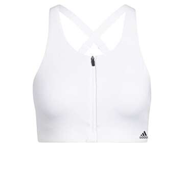 adidas womens Ultimate AEROREADY Designed 4 Training Fitness Gym Training Pilates Yoga Compression High Support Workout Bra White 34C