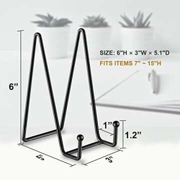 Sturdy 5 Pack 6 Inch Plate Stands - Versatile Metal Display Holders