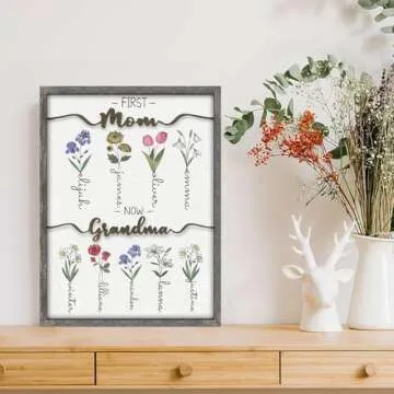 Customized Birth Month Flower Wall Art for Mom