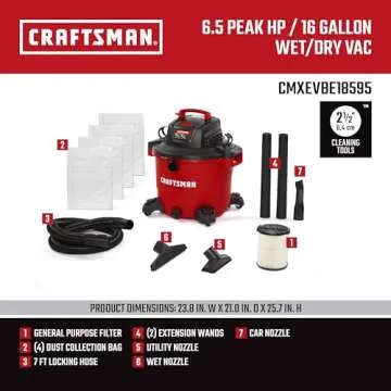 CRAFTSMAN 16 Gallon Wet Dry Vac - Ultimate Cleaning Tool