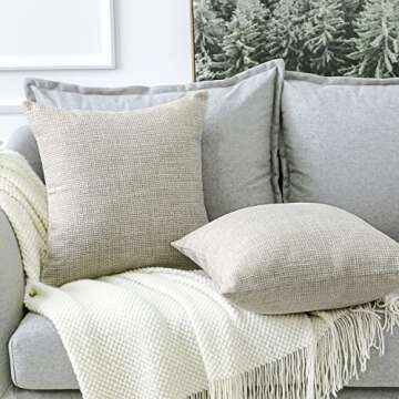 OTOSTAR Decorative Linen Pillow Covers Set of 2 for Home Decor