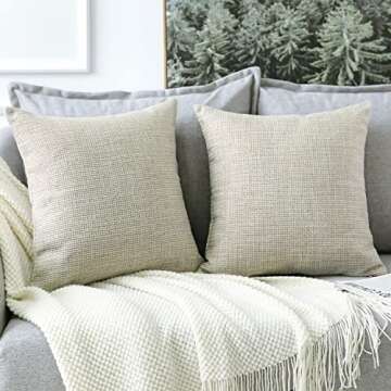 OTOSTAR Decorative Linen Pillow Covers Set of 2 for Home Decor