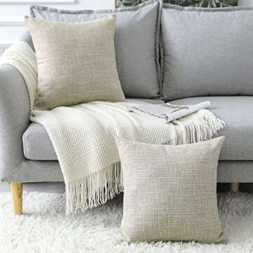 OTOSTAR Decorative Linen Pillow Covers Set of 2 for Home Decor