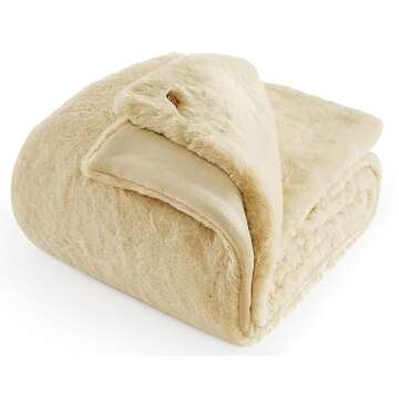 UGG 16798 Euphoria Plush Faux Fur Reversible Throw Blanket for Bed Couch Luxury Hotel Style Fuzzy Fl...