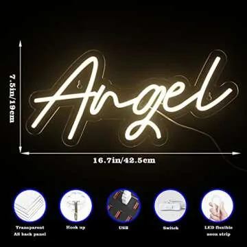 Lucunstar Neon Angel Sign for Home Decor and Gifting