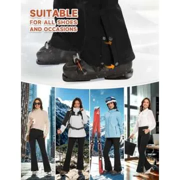 Hiauspor Womens-Snow-Ski-Pants-Fleece-Lined-Water-Resistant Insulated Thermal Flare Warm for Snowboard Winter Hiking(Black, 8, 31")