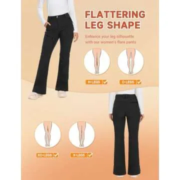 Hiauspor Womens-Snow-Ski-Pants-Fleece-Lined-Water-Resistant Insulated Thermal Flare Warm for Snowboard Winter Hiking(Black, 8, 31")