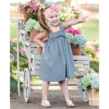 Stylish RuffleButts Girls Denim Bow Dress for Special Events