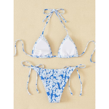Stylish MakeMeChic Halter Tie Side Bikini Set for Summer