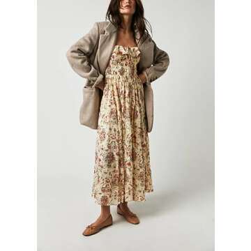 Chic Women Boho Puff Sleeve Maxi Dress 2023