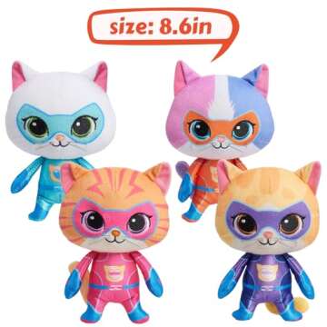 Paecrcea Super Cat Plush Toy – Set of 4 Soft Stuffed Animals – Sparks, Buddy, Ginny, Bitsy – A...