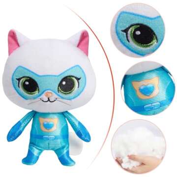 Paecrcea Super Cat Plush Toy – Set of 4 Soft Stuffed Animals – Sparks, Buddy, Ginny, Bitsy – Adorable Kitties Gift Set for Children(8.5 Inch) (Cat-4PCS)