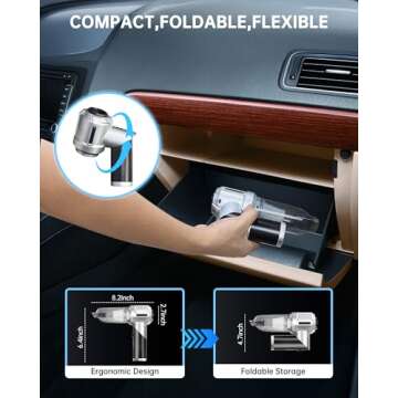 Portable 17000PA Car Vacuum Cleaner - Compact & Cordless