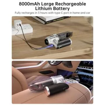 Portable 17000PA Car Vacuum Cleaner - Compact & Cordless