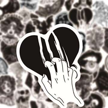 50PCS Gothic Stickers for Water Bottle,Black White Skull Stickers,Waterproof Vinyl Stickers Perfect for Laptop Phone Car Skateboard