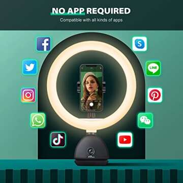 Auto Face Tracking Phone Holder with 10'' Selfie Ring Light and Tripod Stand: 360° Rotation Phone Camera Mount Smart Shooting Phone Tracking Holder for Live Vlog Streaming Video