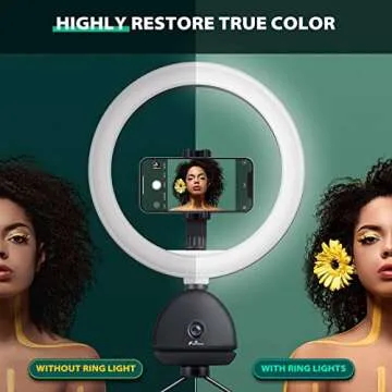 Auto Face Tracking Phone Holder with 10'' Selfie Ring Light and Tripod Stand: 360° Rotation Phone Camera Mount Smart Shooting Phone Tracking Holder for Live Vlog Streaming Video