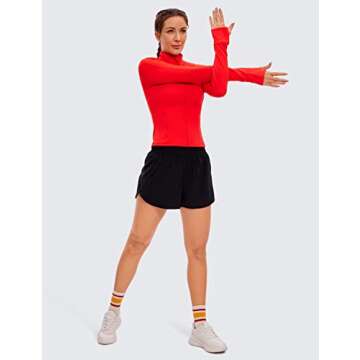 CRZ YOGA Butterluxe Womens Cropped Slim Fit Workout Jacket Weightless Track Athletic Full Zip Up Tops with Thumb Holes Dark Red Medium