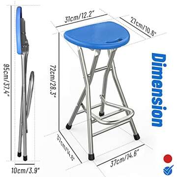 Be&xn Folding Stools for Adults Portable, 28 inch Collapsible Stool Heavy Duty, Indoor Tall Bar stoo...