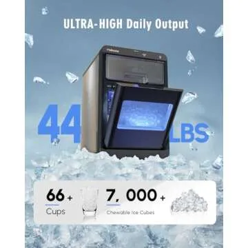 Maksone Nugget Ice Maker - 44lbs/Day, Self-Cleaning, One-Click Operation for Home/Kitchen/Office