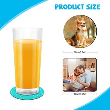 Sublimation Coasters Blanks, Heat Transfer Blank Coasters for Sublimation Transfer Heat Press Printing Picture DIY Crafts White Roundand Square3.93 x 3.93Inches (24Pieces)