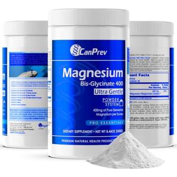 CanPrev Magnesium Bisglycinate 400 Ultra Gentle Powder 240g 48 Servings, 400mg Elemental Magnesium Per Scoop, Supports Restful Nights, Muscle Function, Gentle on Digestion, Vegan, Non-GMO, Gluten-Free