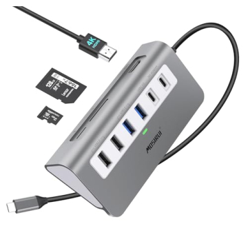 Mosirui USB C Hub - 9-in-1 Multiport Adapter with 4K HDMI, USB 3.0, 100W PD, SD/TF Card Readers