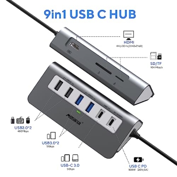 Mosirui 9-in-1 USB C Hub Multiport Adapter Docking Station