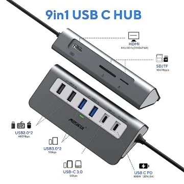 Mosirui 9-in-1 USB C Hub Multiport Adapter Docking Station