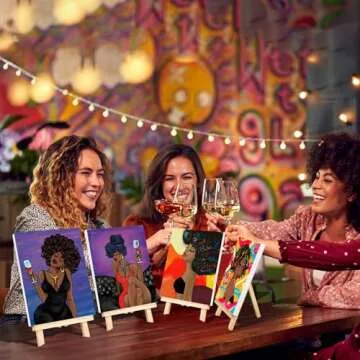 VOCHIC 8 Pack Pre Drawn Canvas for Painting for Adults Sip and Paint Party Supplies Favor Stretched Outline Canvas Acrylic Paint Art Set with Aprons, Easels, Paints, Brushes, Pallet, Image(8x10)