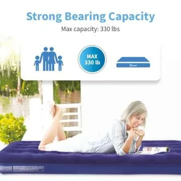 Twin Size Air Mattress Single Air Bed - Foldable Blow Up Mattresses with Flocked top - Portable Inflatable Beds with Patch Kit for Backpacking Tent Camping/Home/Traveling (75"*39")