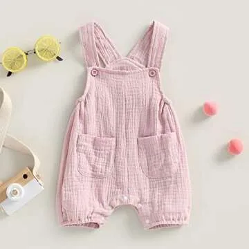 Mubineo Baby Summer Cotton Linen Overalls Romper for Infants