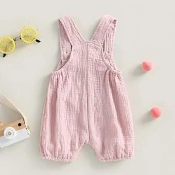 Mubineo Baby Summer Cotton Linen Overalls Romper for Infants