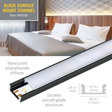 Armacost Lighting Surface Mount LED Tape Light Mounting Channel 5-Pack - Black, 960056