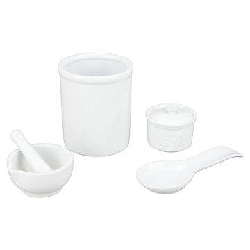 BIA Cordon Bleu Everyday Porcelain Countertop Accessory Set of 4 for Stylish Kitchen Organization