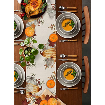 Thanksgiving Fall Table Runner 120 Inches for Seasonal Decoration