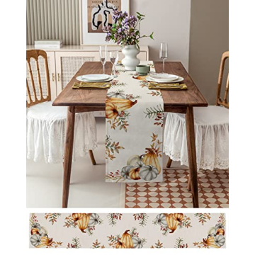 Thanksgiving Fall Table Runner 120 Inches for Seasonal Decoration