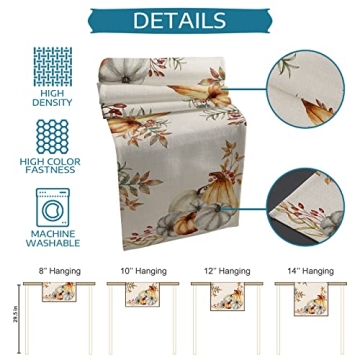 Thanksgiving Fall Table Runner 120 Inches for Seasonal Decoration