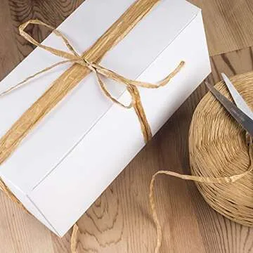 Creatrill 218 Yards Raffia Paper Craft Ribbon Packing Paper Twine, 1/4 Inch by 218 Yards (Kraft)