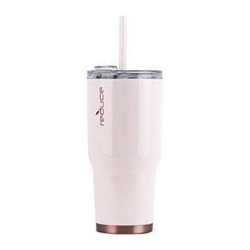 Reduce 34 oz Tumbler, Stainless Steel - Keeps Drinks Cold up to 24 Hours - Sweat Proof, Dishwasher Safe, BPA Free - Cotton, Opaque Gloss