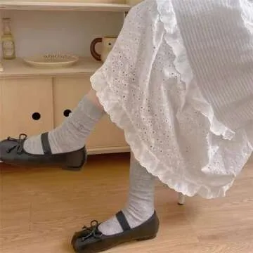 5 Pairs Women Cute Bow Thin Cotton Knit Crew Socks Fashion Mid-Calf Socks with Embroidered Bow (5-pairs)