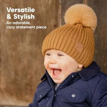 2-Pack Baby Hats for Girls, Boys - Stretchy Baby Beanies, Cute Newborn & Toddler Winter Hat, Soft & Warm Pom Pom Beanie for Infant, Toddler, Boys, Girls 0-6 Months (Blast, S)