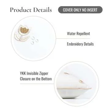 Hofdeco 20"x20" Coastal Throw Pillow Cover with Embroidery