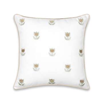 Hofdeco 20"x20" Coastal Throw Pillow Cover with Embroidery